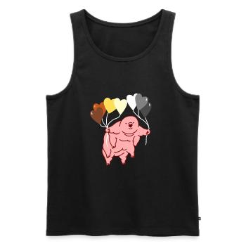 Tardigrade Heart Balloon Gay Bear - Men's Premium Organic Tank Top - black - Front - Michal (187cm)