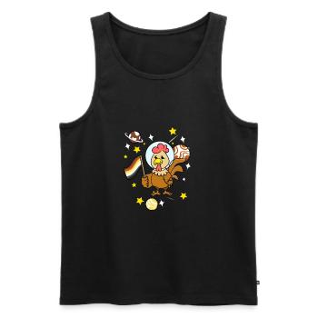 Poulet dans l’espace Gay Bear Pride - Débardeur bio Premium Homme - noir - Devant - Michal (187cm)