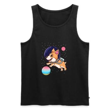 Fierté de l’astronaute Corgi Genderflux - Débardeur bio Premium Homme - noir - Devant - Michal (187cm)