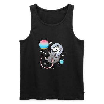 Opossum Astronaute Genderflux Pride - Débardeur bio Premium Homme - noir - Devant - Michal (187cm)