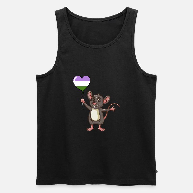 Maus Herzballon Genderqueer Pride - Männer Premium Bio Tank Top - Schwarz
