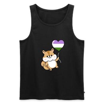 Ballon cœur d’écureuil Genderqueer - Débardeur bio Premium Homme - noir - Devant - AI Model Male 178 light (178cm)