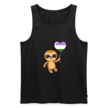 Sloth Heart Balloon Genderqueer - Débardeur bio Premium Homme - noir - Devant - AI Model Male 178 light (178cm)