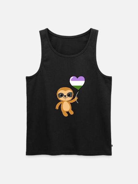 Sloth Heart Balloon Genderqueer - Men's Premium Organic Tank Top - black