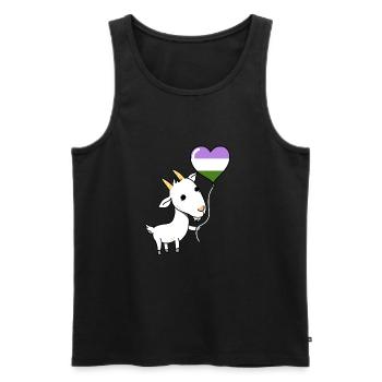Ziege Herzballon Genderqueer Pride - Männer Premium Bio Tank Top - Schwarz - Vorne - Michal (187cm)