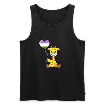 Girafe avec ballon de fierté Genderqueer - Débardeur bio Premium Homme - noir - Devant - AI Model Male 178 light (178cm)