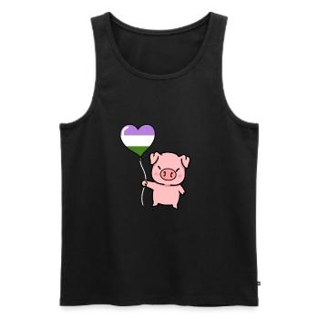 Schwein Herzballon Genderqueer Pride - Männer Premium Bio Tank Top - Schwarz - Vorne - Michal (187cm)
