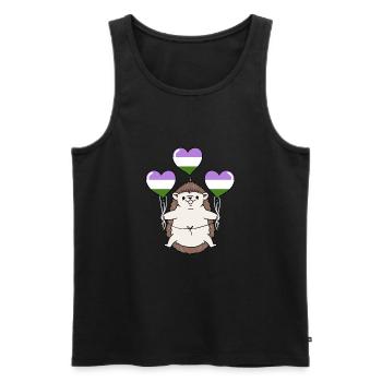 Hedgehog Balloon Genderqueer Pride - Débardeur bio Premium Homme - noir - Devant - AI Model Male 178 light (178cm)