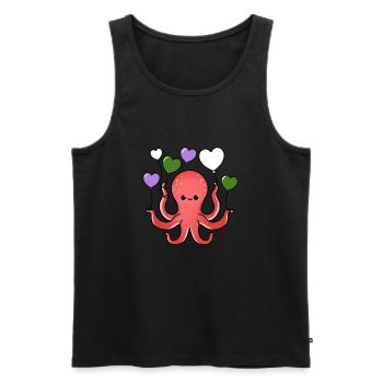 Oktopus Herzballon Genderqueer Pride - Männer Premium Bio Tank Top - Schwarz - Vorne - Michal (187cm)