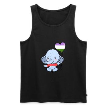 Elefant Herzballon Genderqueer Pride - Männer Premium Bio Tank Top - Schwarz - Vorne - Michal (187cm)