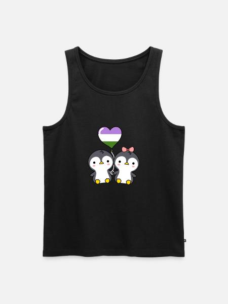 Penguin pair Genderqueer Pride - Men's Premium Organic Tank Top - black