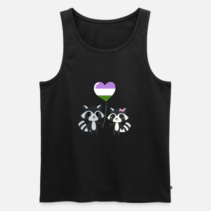 Waschbär-Paar Genderqueer Pride - Männer Premium Bio Tank Top - Schwarz