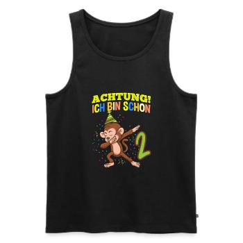 Achtung Ich Bin Schon 2 Geburtstag Affen - Männer Premium Bio Tank Top - Schwarz - Vorne - Michal (187cm)