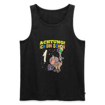 Achtung Ich Bin Schon 1 Tier Geburtstag Pavian - Männer Premium Bio Tank Top - Schwarz - Vorne - Michal (187cm)