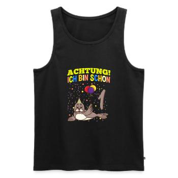 Achtung Ich Bin Schon 1 Tier Geburtstag Seehund - Männer Premium Bio Tank Top - Schwarz - Vorne - Michal (187cm)