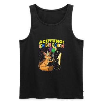 Achtung Ich Bin Schon 1 Tier Geburtstag Schakal - Männer Premium Bio Tank Top - Schwarz - Vorne - Michal (187cm)
