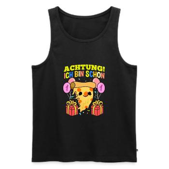 Achtung Ich Bin Schon 1 Geburtstag Pizza - Männer Premium Bio Tank Top - Schwarz - Vorne - Michal (187cm)