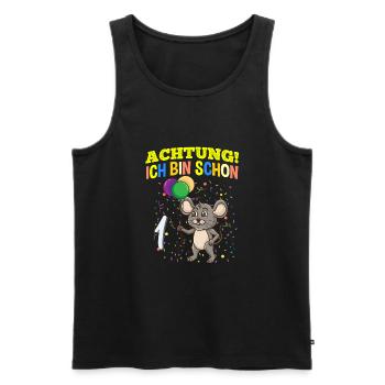 Achtung Ich Bin Schon 1 Tier Geburtstag Maus - Männer Premium Bio Tank Top - Schwarz - Vorne - Michal (187cm)