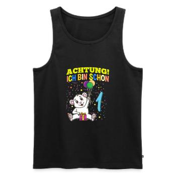 Achtung Ich Bin Schon 1 Tier Geburtstag Eisbär - Männer Premium Bio Tank Top - Schwarz - Vorne - Michal (187cm)