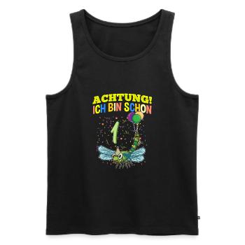 Achtung Ich Bin Schon 1 Tier Geburtstag Libelle - Männer Premium Bio Tank Top - Schwarz - Vorne - Michal (187cm)