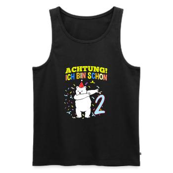 Achtung Ich Bin Schon 2 Geburtstag Eisbär - Männer Premium Bio Tank Top - Schwarz - Vorne - Michal (187cm)