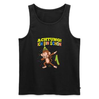 Achtung Ich Bin Schon 1 Geburtstag Affen - Männer Premium Bio Tank Top - Schwarz - Vorne - Michal (187cm)