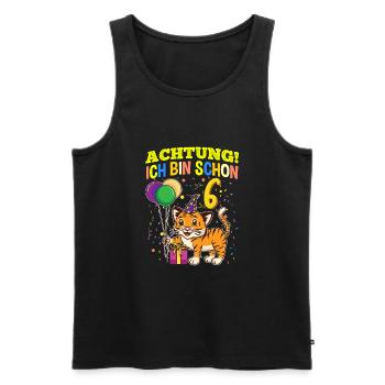 Achtung Ich Bin Schon 6 Tier Geburtstag Tiger - Männer Premium Bio Tank Top - Schwarz - Vorne - Michal (187cm)