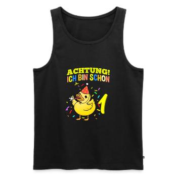 Achtung Ich Bin Schon 1 Geburtstag Ente - Männer Premium Bio Tank Top - Schwarz - Vorne - Michal (187cm)