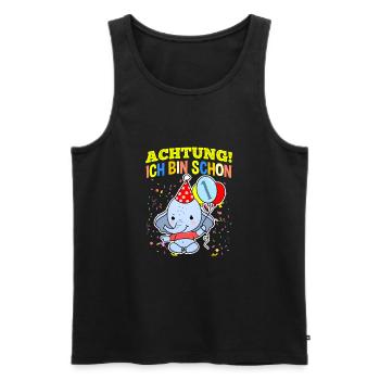 Achtung Ich Bin Schon 1 Geburtstag Elefant - Männer Premium Bio Tank Top - Schwarz - Vorne - Michal (187cm)