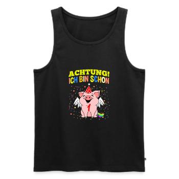 Achtung Ich Bin Schon 1 Geburtstag Schwein - Männer Premium Bio Tank Top - Schwarz - Vorne - Michal (187cm)