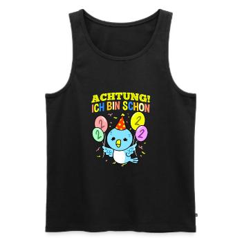 Achtung Ich Bin Schon 2 Geburtstag Wellensittich - Männer Premium Bio Tank Top - Schwarz - Vorne - AI Model Male 178 light (178cm)