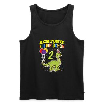 Achtung Ich Bin Schon 2 Geburtstag Dinosaurier - Männer Premium Bio Tank Top - Schwarz - Vorne - Michal (187cm)