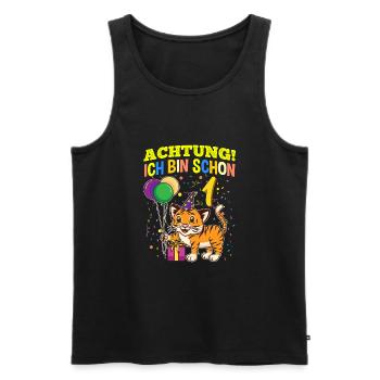 Achtung Ich Bin Schon 1 Tier Geburtstag Tiger - Männer Premium Bio Tank Top - Schwarz - Vorne - Michal (187cm)