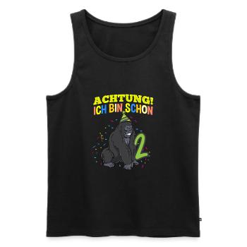 Achtung Ich Bin Schon 2 Geburtstag Gorilla - Männer Premium Bio Tank Top - Schwarz - Vorne - Michal (187cm)