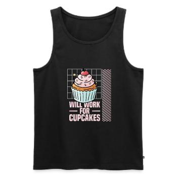 Travailler pour les cupcakes kawaii - Débardeur bio Premium Homme - noir - Devant - Michal (187cm)