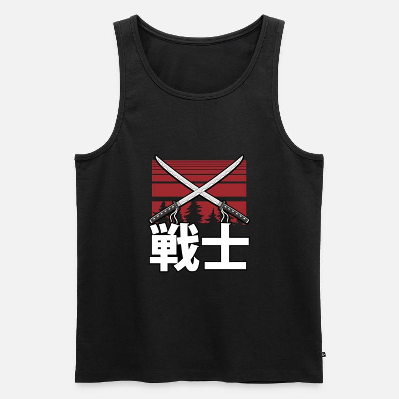 Zwei Samurai krieger katana - Männer Premium Bio Tank Top - Schwarz
