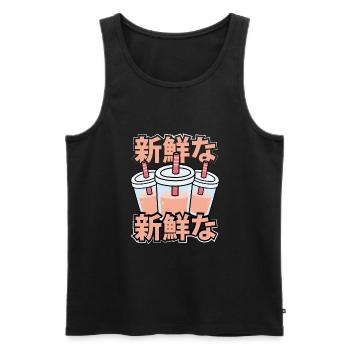 Thé frais Kawaii sucré - Débardeur bio Premium Homme - noir - Devant - AI Model Male 178 light (178cm)