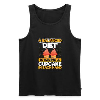 Une alimentation équilibrée avec cupcake - Débardeur bio Premium Homme - noir - Devant - AI Model Male 178 light (178cm)