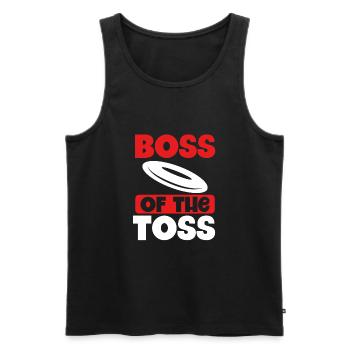 Boss du Disc Golf Throw - Débardeur bio Premium Homme - noir - Devant - AI Model Male 178 light (178cm)