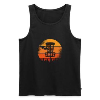 Disc Golf Retro Sun - Débardeur bio Premium Homme - noir - Devant - AI Model Male 178 light (178cm)
