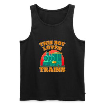 Ce garçon adore les locomotives de train! Cadeau enfant - Débardeur bio Premium Homme - noir - Devant - Michal (187cm)