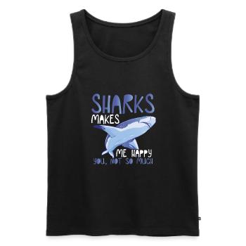 Les requins me rendent heureux - Débardeur bio Premium Homme - noir - Devant - Michal (187cm)