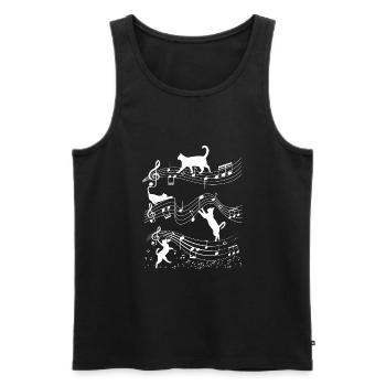 Cat Music Sheet Music Musician Outfit! e.g. piano - Men's Premium Organic Tank Top - black - Front - AI Model Male 178 light (178cm)