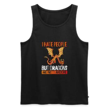 Ich Hasse Menschen Außer Drachen - Männer Premium Bio Tank Top - Schwarz - Vorne - Michal (187cm)