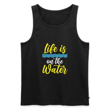 La vie est sur l’eau - Débardeur bio Premium Homme - noir - Devant - Michal (187cm)