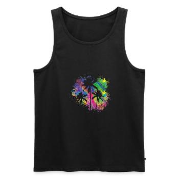 Summer palms - Men's Premium Organic Tank Top - black - Front - AI Model Male 178 light (178cm)