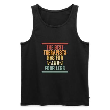 The best therapist is a dog - Men's Premium Organic Tank Top - black - Front - Michal (187cm)
