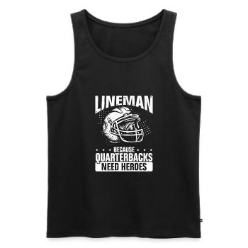Lineman parce que les quaterbacks ont besoin de héros - Débardeur bio Premium Homme - noir - Devant - AI Model Male 178 light (178cm)