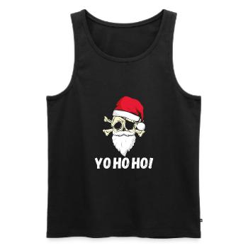 Crâne de pirate Noël - Débardeur bio Premium Homme - noir - Devant - Michal (187cm)