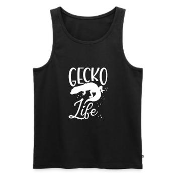 Gecko vivant - Débardeur bio Premium Homme - noir - Devant - Michal (187cm)